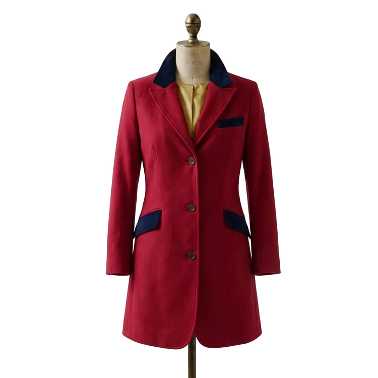 Cappotto fustagno rosso modello "Alice"