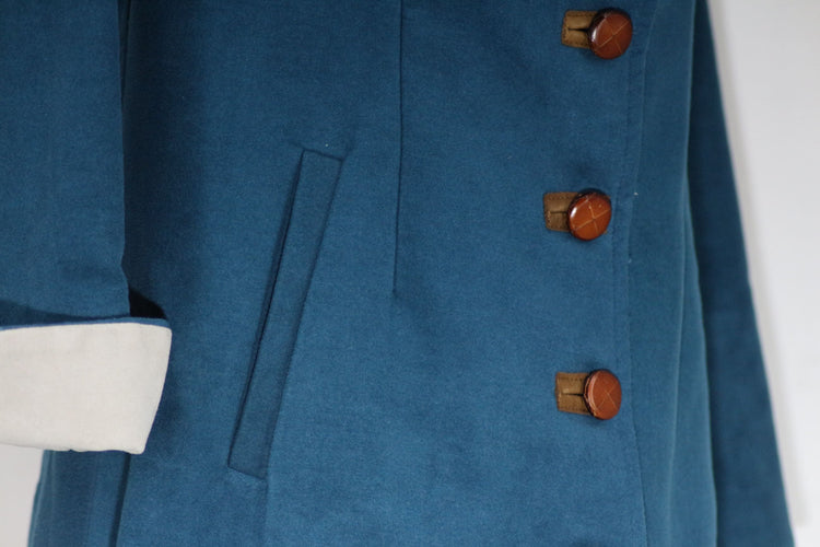 Violetta green fustian and leather trim