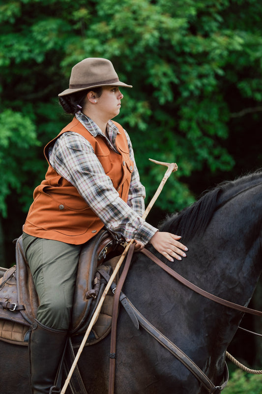 Gilè lungo fustagno arancione stile maremmano