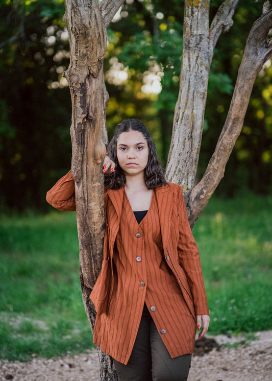 Giacca maremmana sfoderata cotone ruggine modello "Violetta"