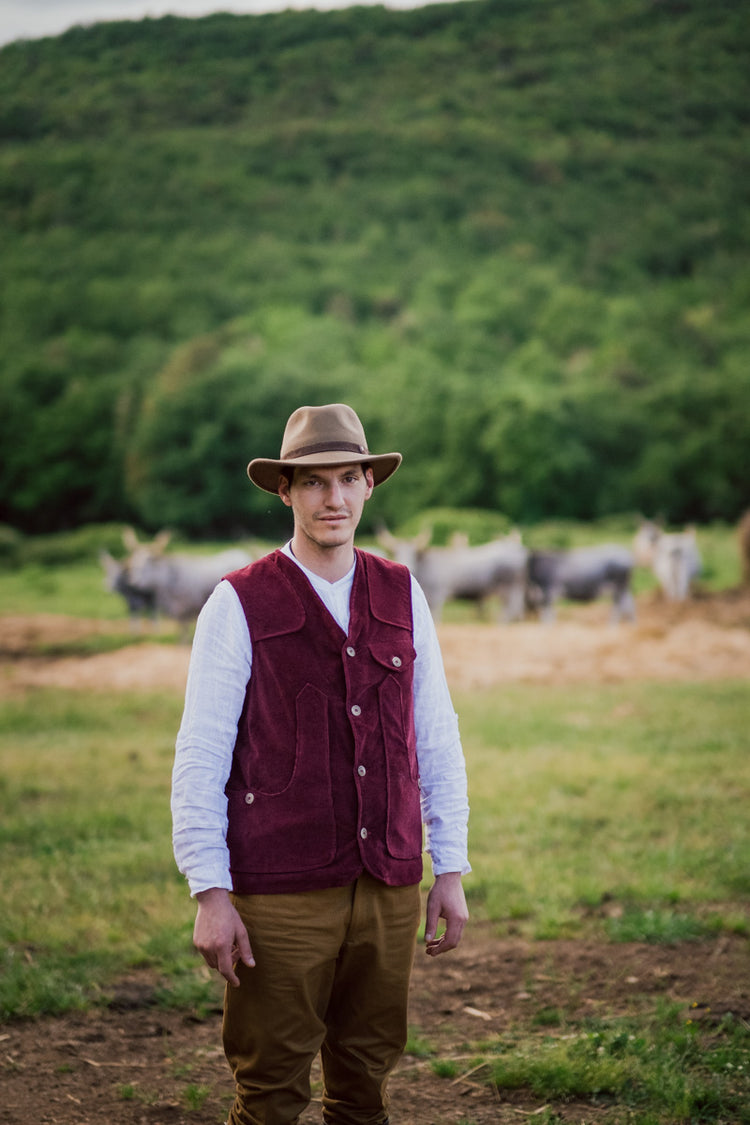 Gilè lungo fustagno arancione stile maremmano