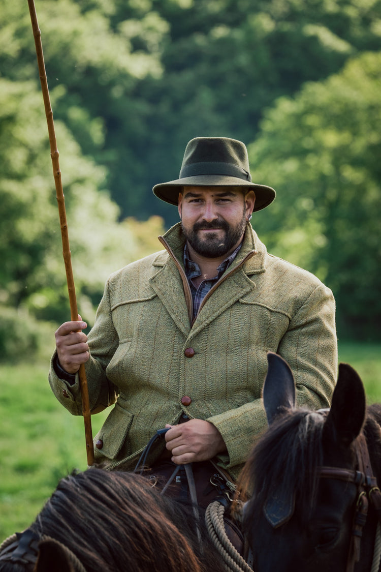 Giaccone lana tweed verde modello "Amiata"