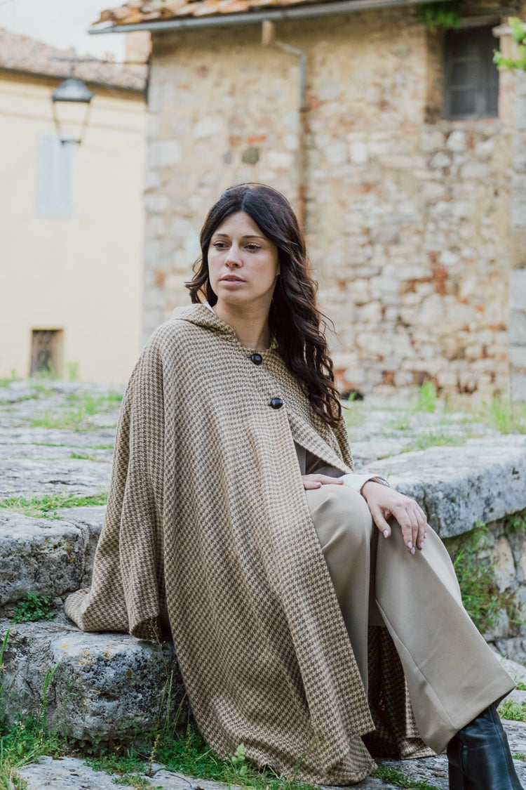 Mantella lana pied de poule modello "Luisella" - taglia unica