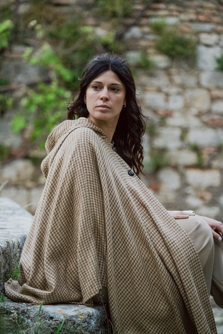 Mantella lana pied de poule modello "Luisella" - taglia unica