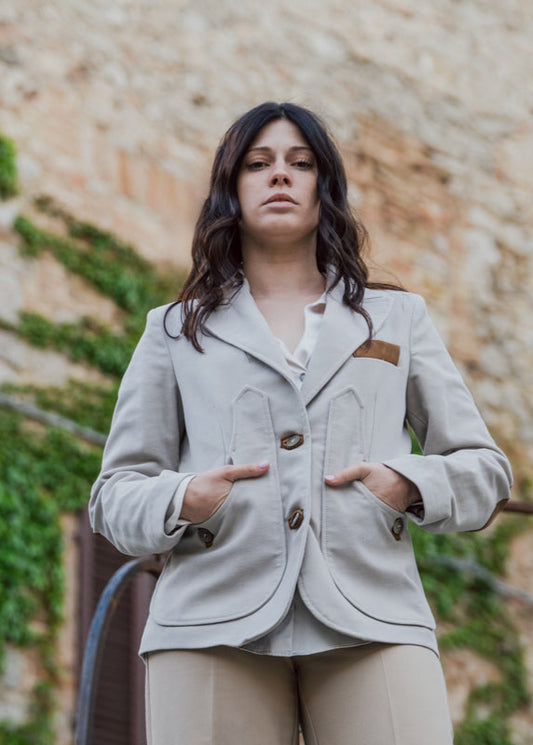 Giacca maremmana fustagno bianco artico modello "Violetta"