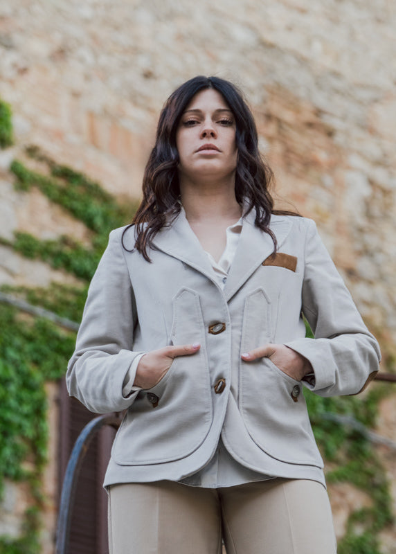 Giacca maremmana fustagno bianco artico modello "Violetta"