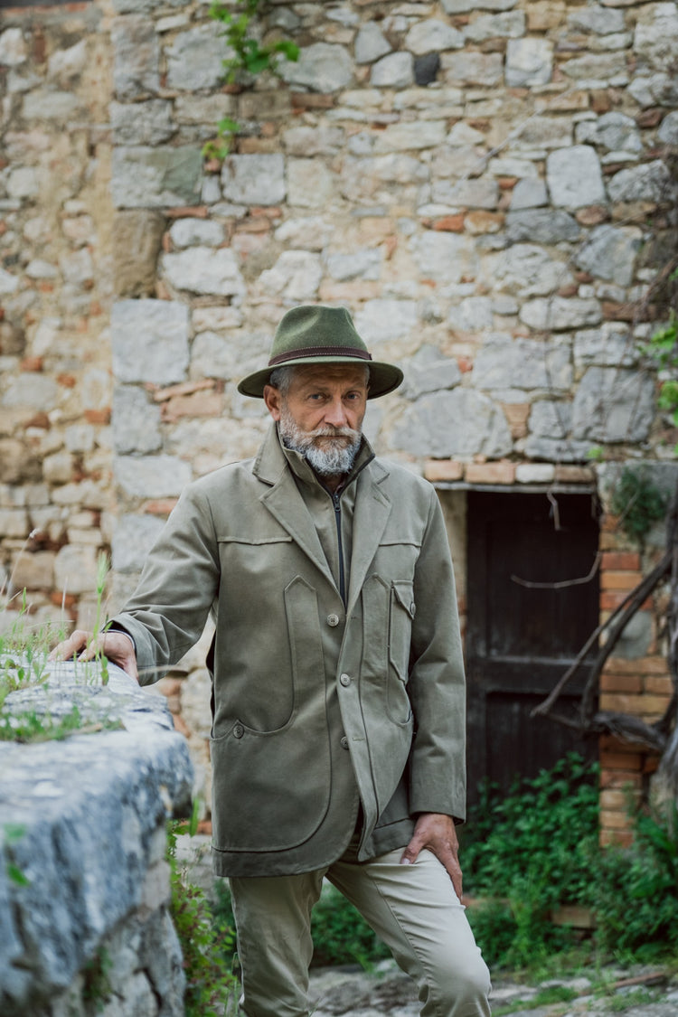 Giacca maremmana tela olona verde salvia