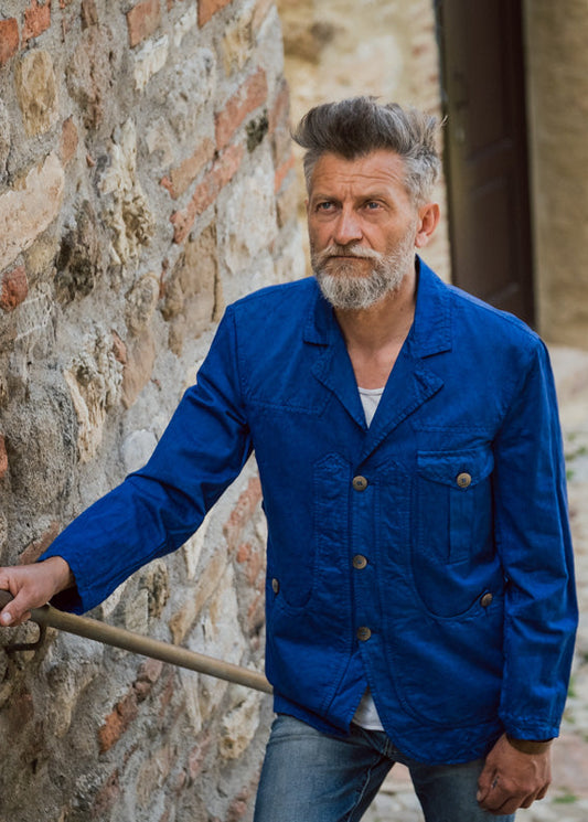 Giacca maremmana sfoderata cotone blu royale