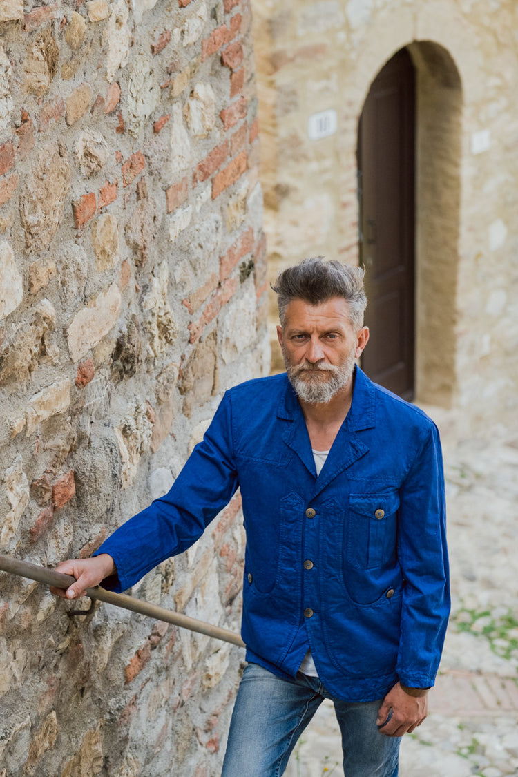 Giacca maremmana sfoderata cotone blu royale