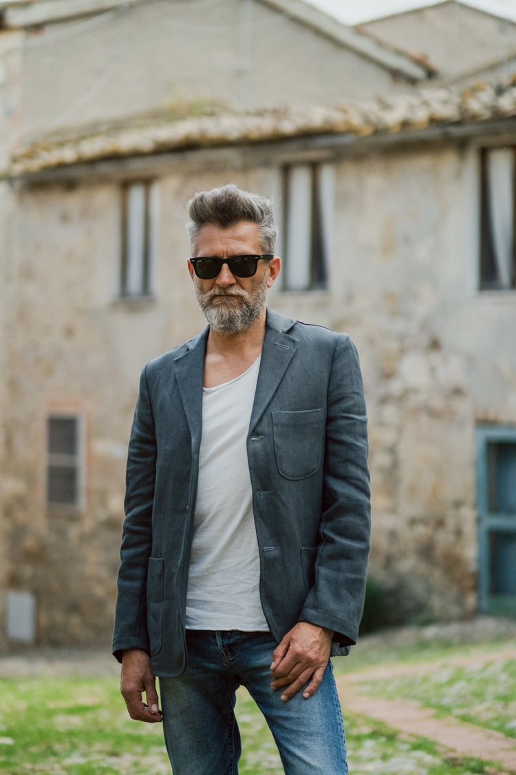 Giacca lino grigio modello "Buttero"