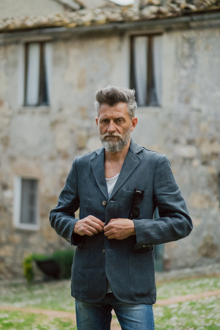 Giacca lino grigio modello "Buttero"