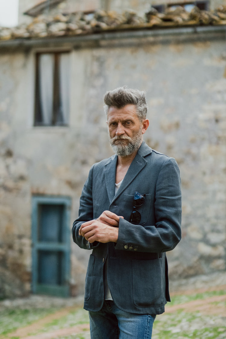 Giacca lino grigio modello "Buttero"