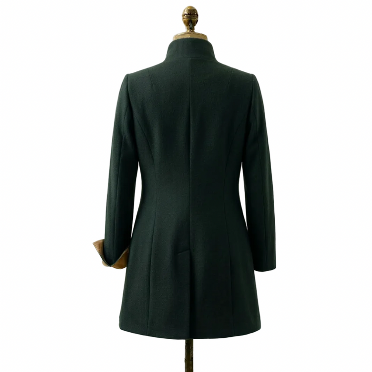 Violetta green fustian and leather trim