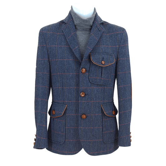 Giacca tweed blu modello "buttero"