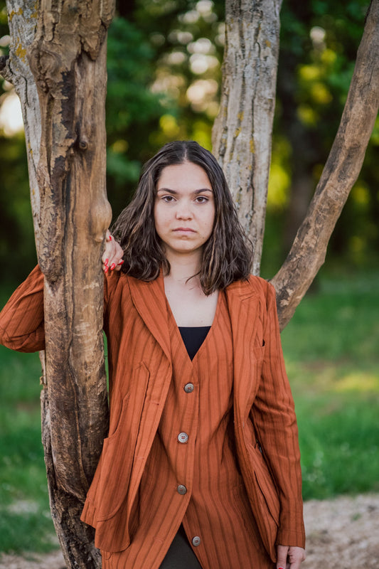 Giacca maremmana sfoderata cotone ruggine modello "Violetta"