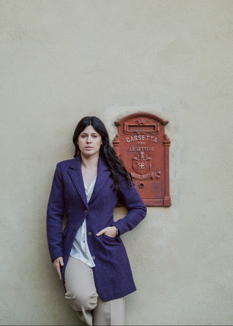 Cappotto lana viola modello "Alice"