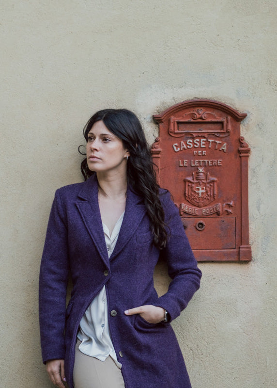 Cappotto lana viola modello "Alice"