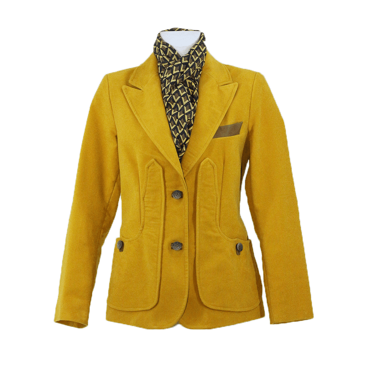 Violetta fustagno giallo e rifiniture in pelle