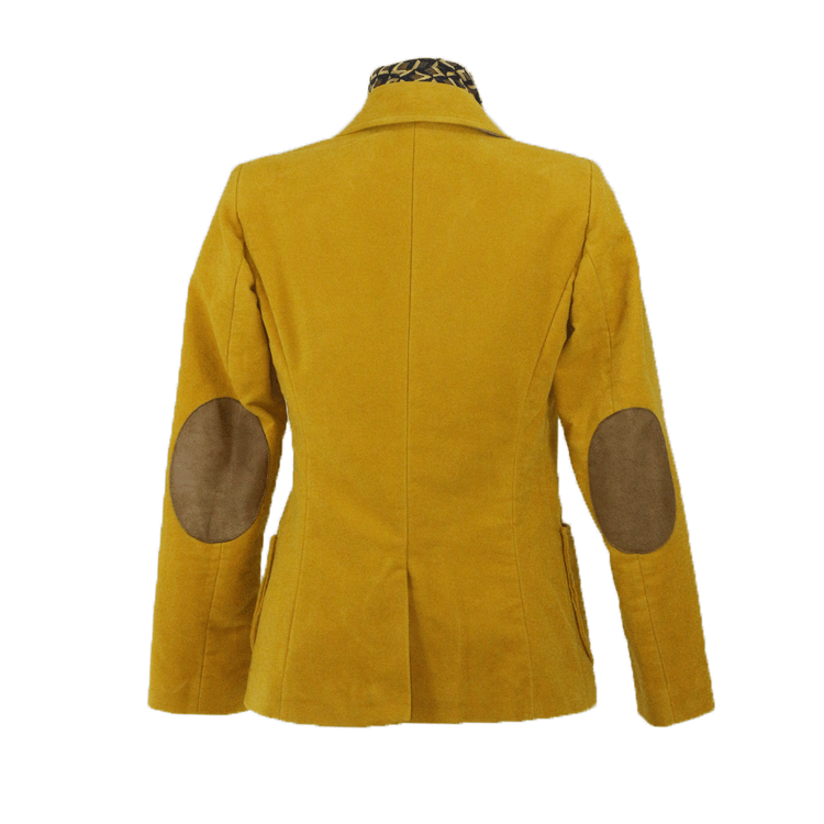 Violetta fustagno giallo e rifiniture in pelle